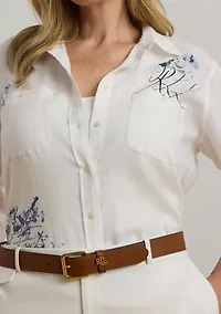 Plus Relaxed Fit Print Roll-Tab Sleeve Shirt
