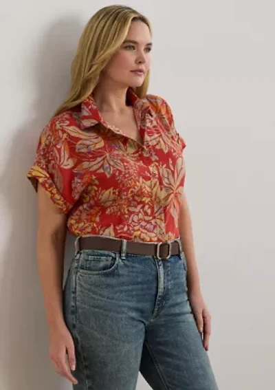 Plus Relaxed Fit Floral Short Sleeve Shirt