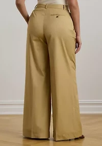 Women's Pleated Cotton Twill Wide Leg Pants