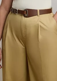 Women's Pleated Cotton Twill Wide Leg Pants