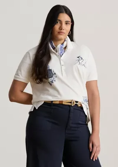 Women's Patchwork Piqué Polo Shirt