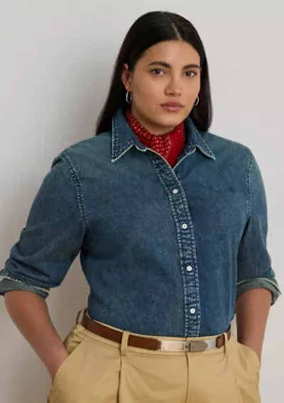 Plus Classic Fit Denim Shirt