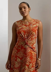 Plus Floral Twist Front Stretch Jersey Dress