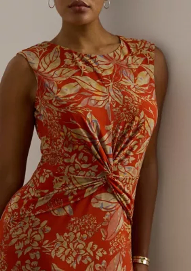 Plus Floral Twist Front Stretch Jersey Dress