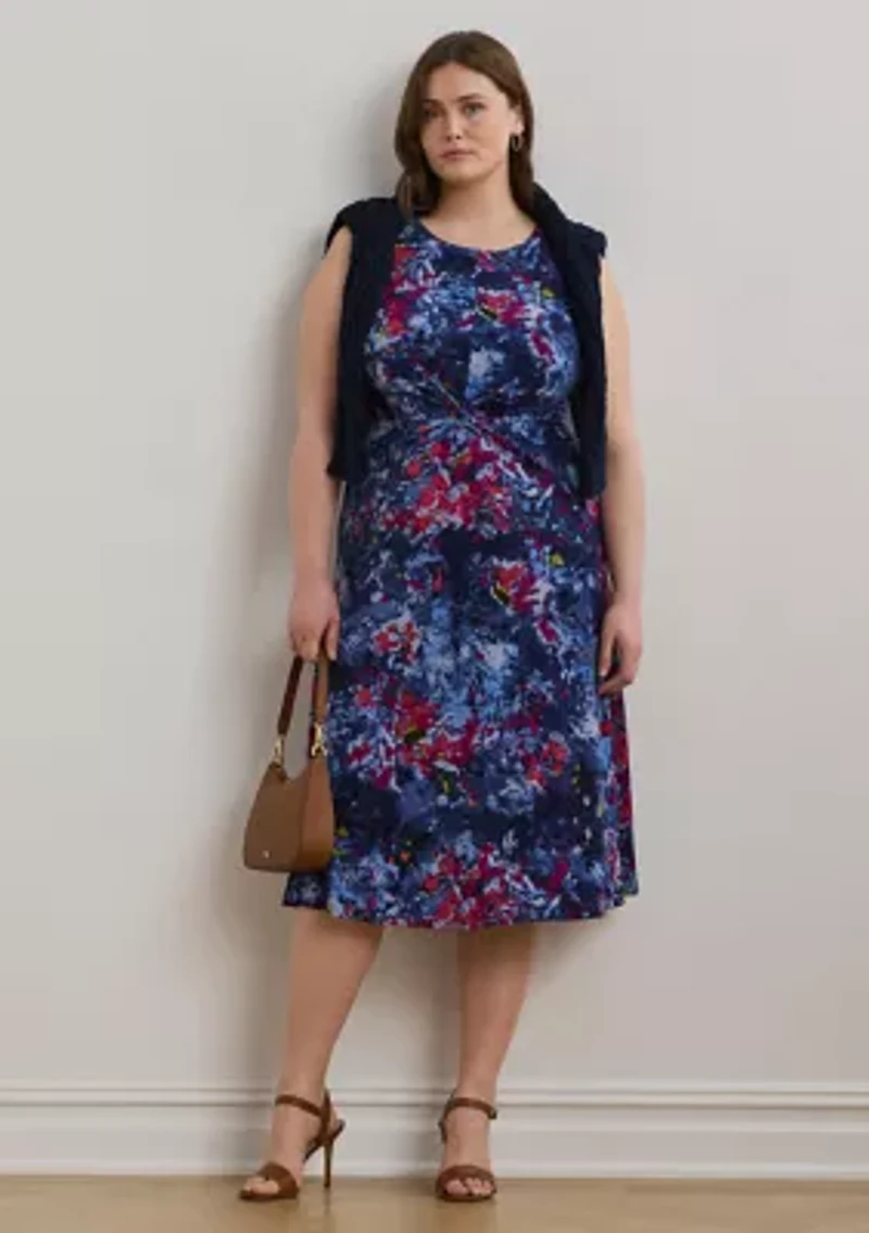 Print Twist-Front Jersey Dress