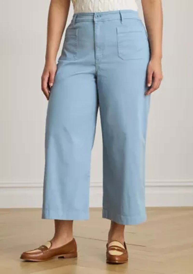 Stretch Chino Wide Leg Cropped Pants