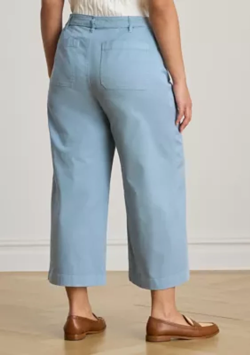 Stretch Chino Wide Leg Cropped Pants