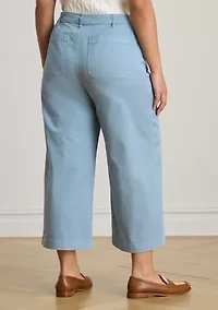 Stretch Chino Wide Leg Cropped Pants