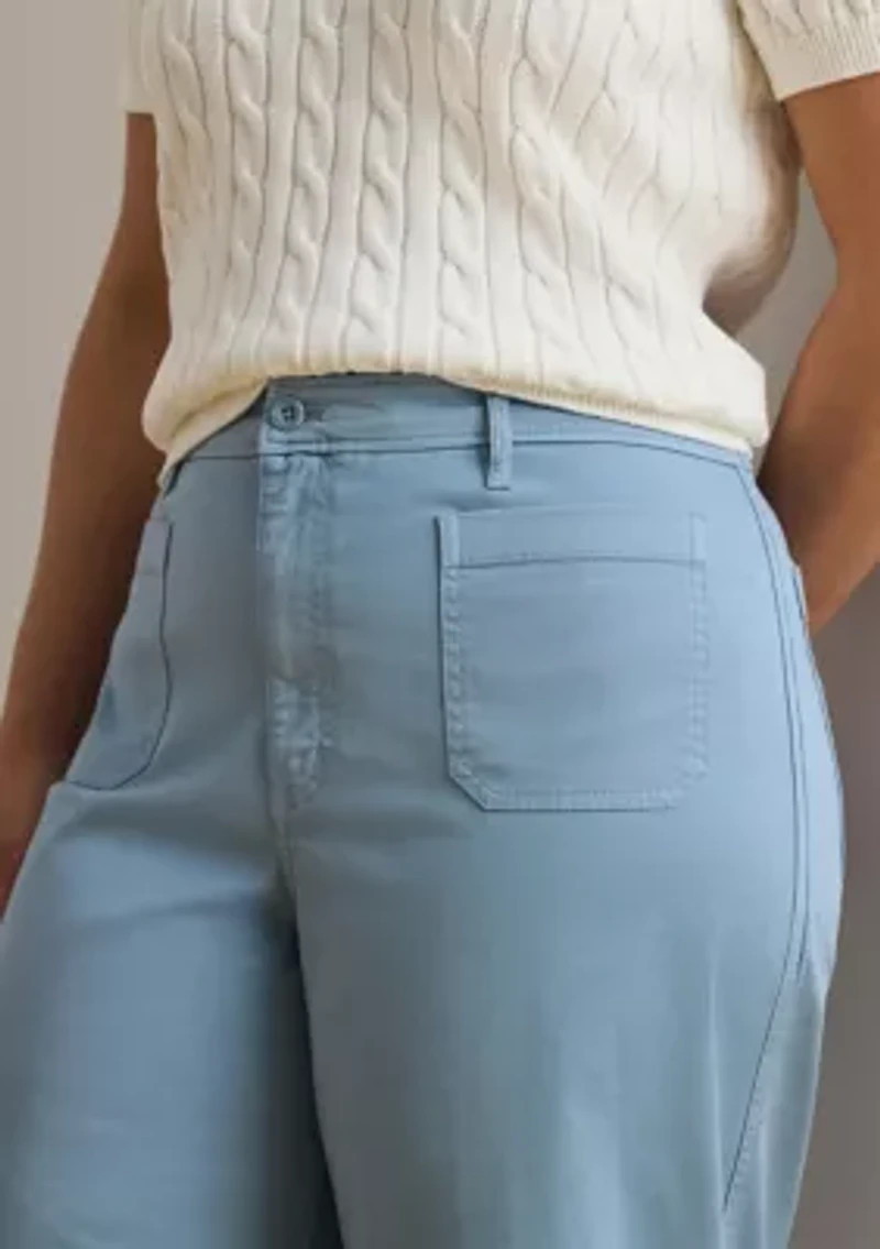 Stretch Chino Wide Leg Cropped Pants