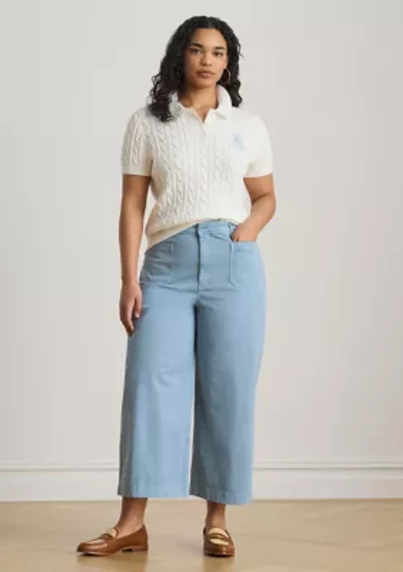 Stretch Chino Wide Leg Cropped Pants