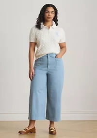 Stretch Chino Wide Leg Cropped Pants