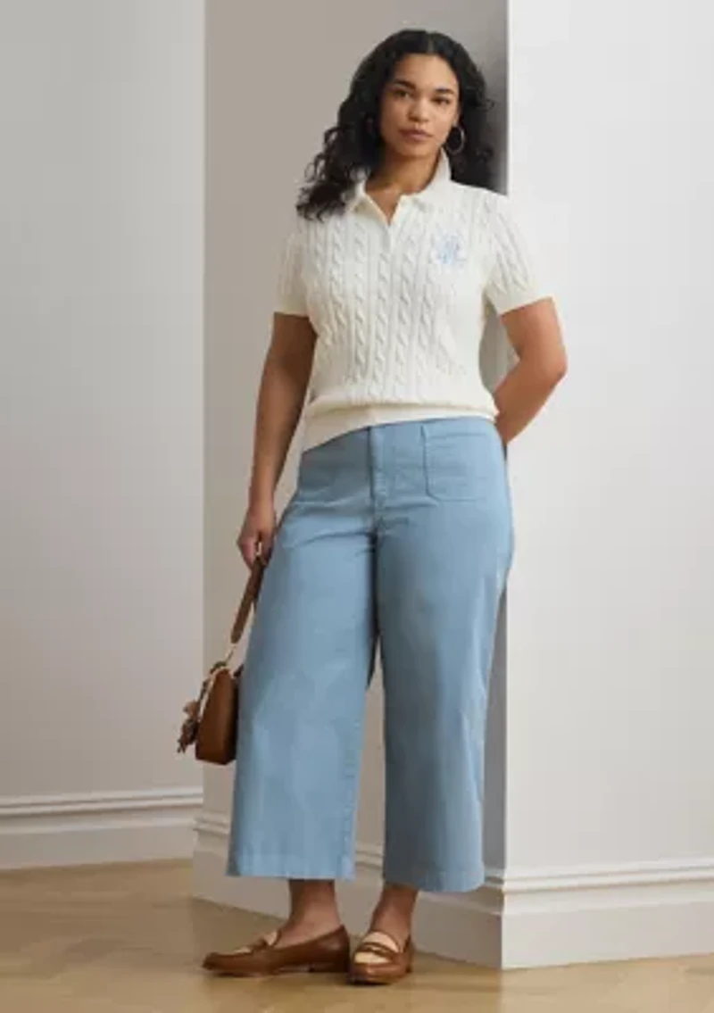 Stretch Chino Wide Leg Cropped Pants