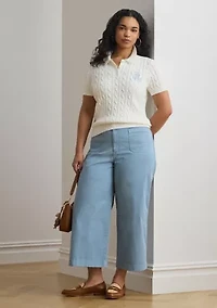 Stretch Chino Wide Leg Cropped Pants