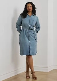 Plus Belted Denim Shirtdress