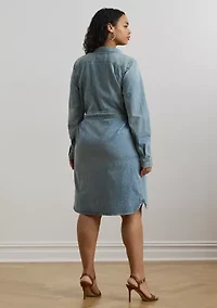 Plus Belted Denim Shirtdress