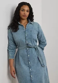 Plus Belted Denim Shirtdress