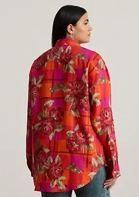 Plus Relaxed Fit Floral Linen Shirt