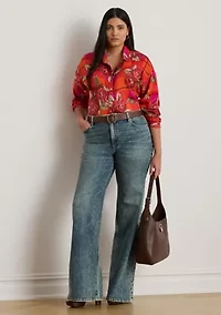 Plus Relaxed Fit Floral Linen Shirt
