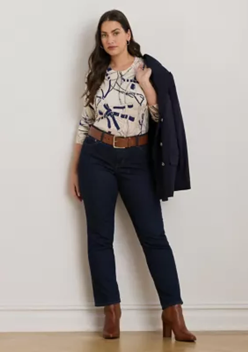 Women's Belting-Print Cotton-Blend Sweater