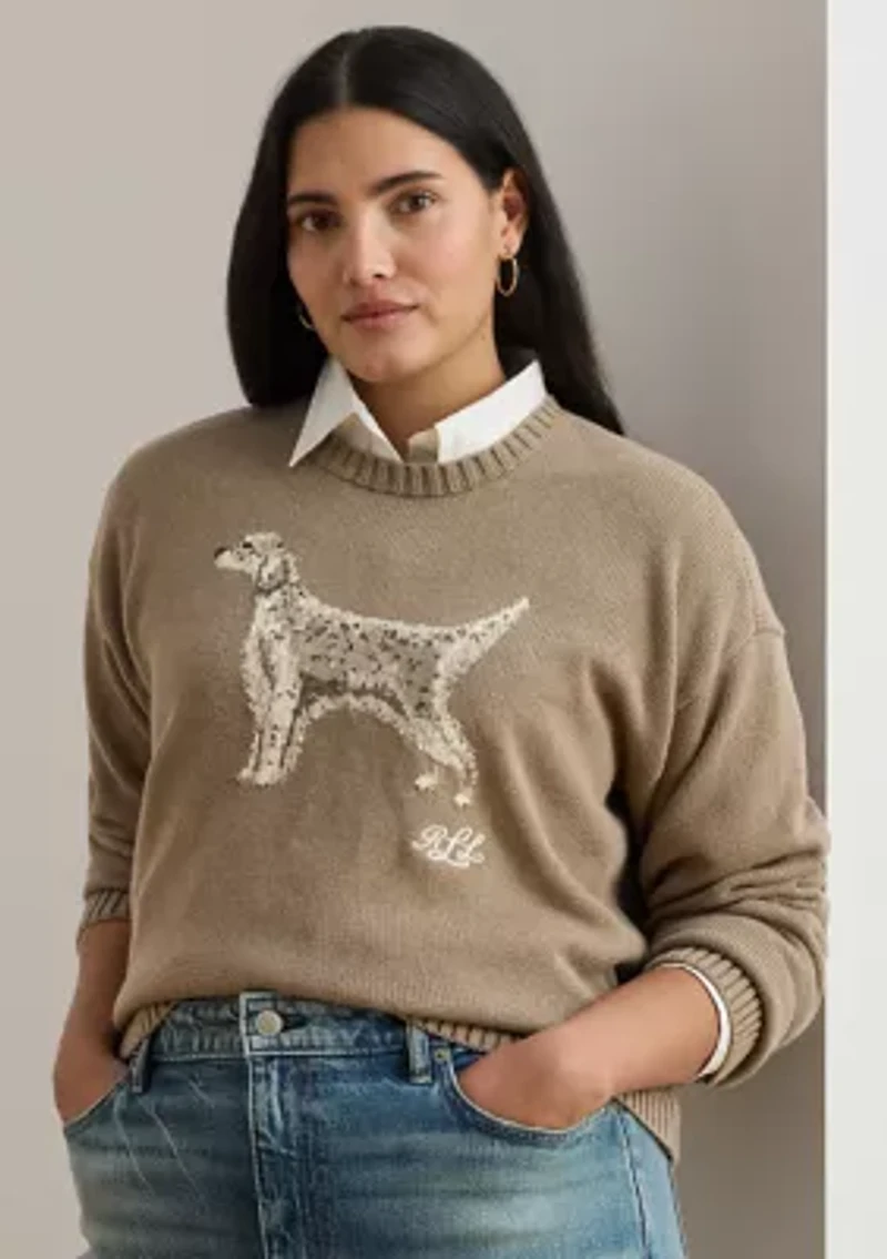Plus Intarsia-Knit English Setter Sweater