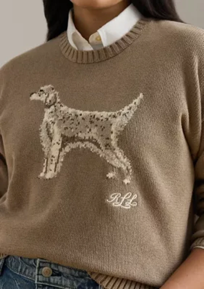 Plus Intarsia-Knit English Setter Sweater