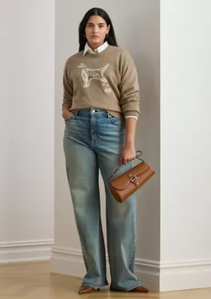 Plus Intarsia-Knit English Setter Sweater