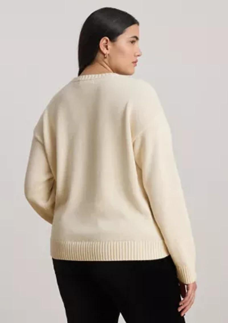 Embroidered Cotton Crewneck Sweater