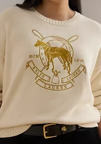 Embroidered Cotton Crewneck Sweater