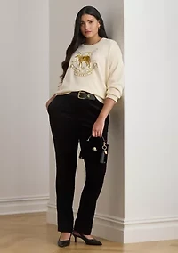 Embroidered Cotton Crewneck Sweater
