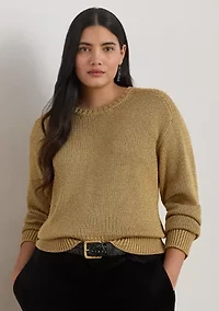 Metallic Cotton-Blend Crewneck Sweater