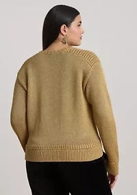 Metallic Cotton-Blend Crewneck Sweater