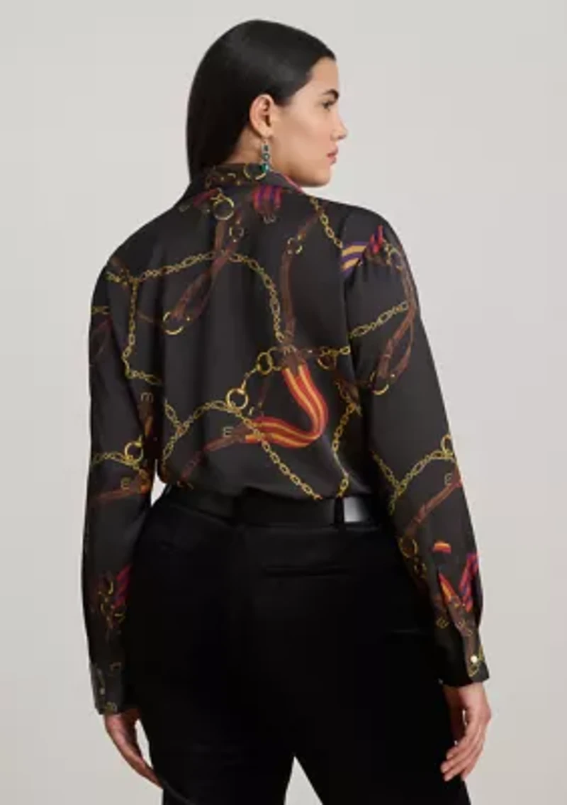 Classic Fit Belting-Print Satin Shirt