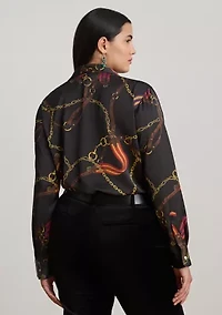 Classic Fit Belting-Print Satin Shirt