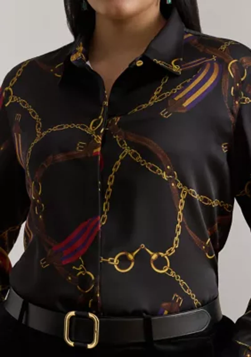 Classic Fit Belting-Print Satin Shirt
