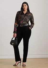Classic Fit Belting-Print Satin Shirt