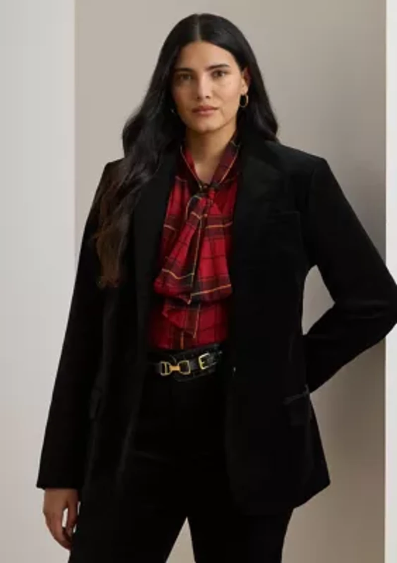 Plus Stretch Velvet Blazer