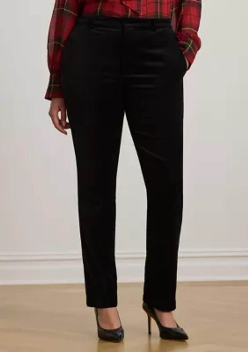 Plus Stretch Velvet Cropped Pants