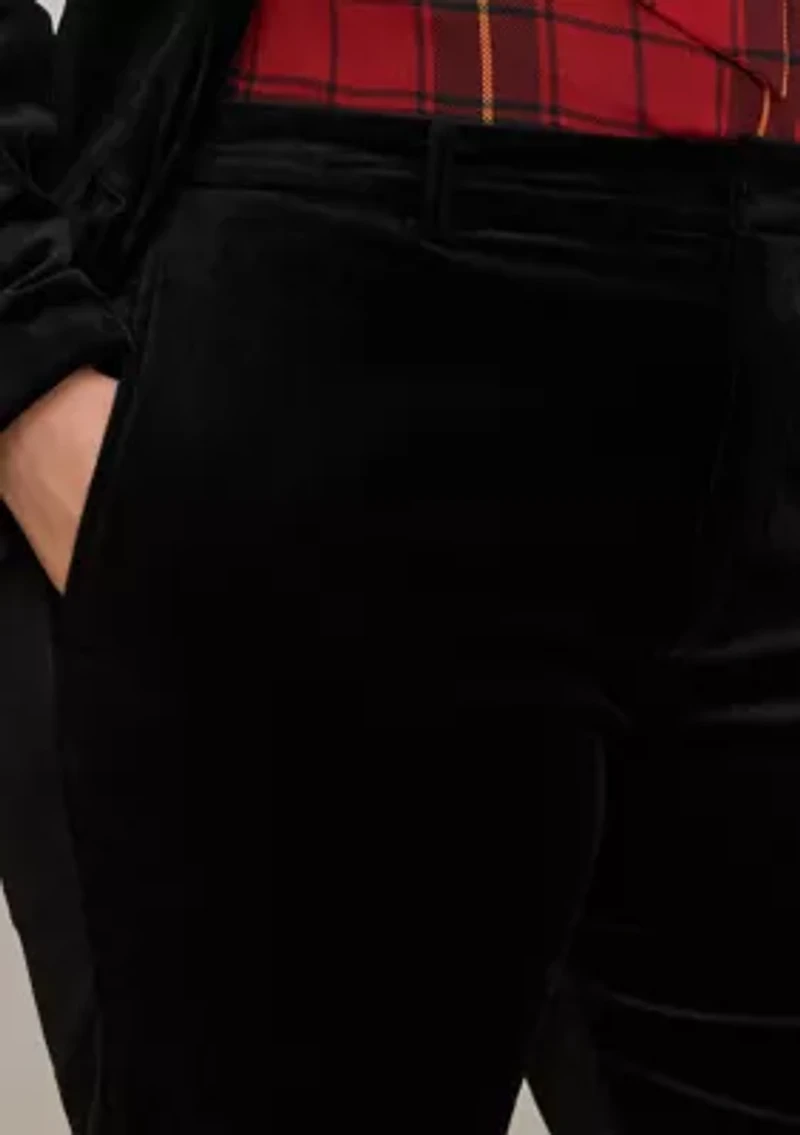 Plus Stretch Velvet Cropped Pants