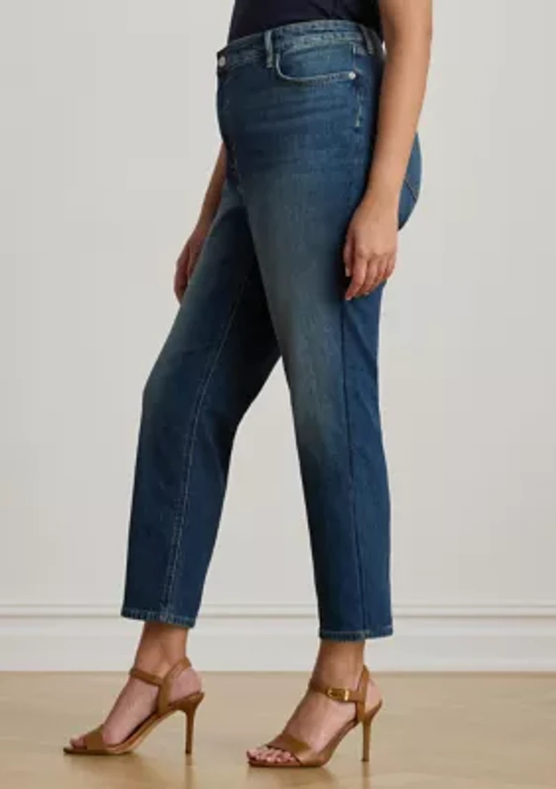 High-Rise Straight Ankle Jeans