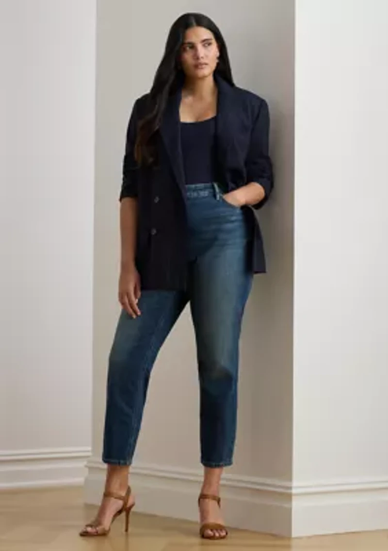 High-Rise Straight Ankle Jeans