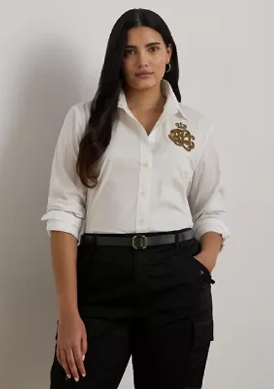 Women's Classic Fit Logo Cotton Blend Shirt