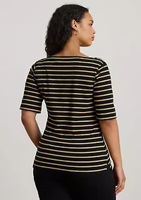 Metallic Striped Boatneck T-Shirt