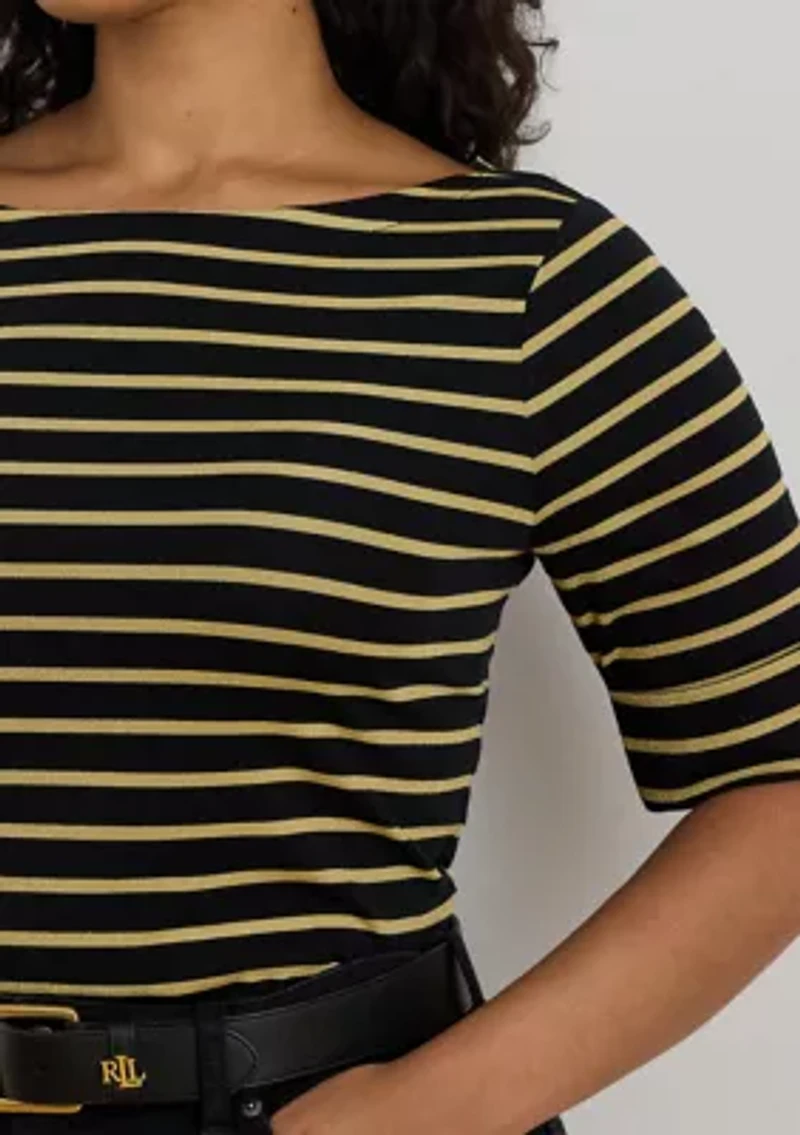 Metallic Striped Boatneck T-Shirt