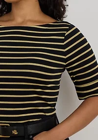 Metallic Striped Boatneck T-Shirt