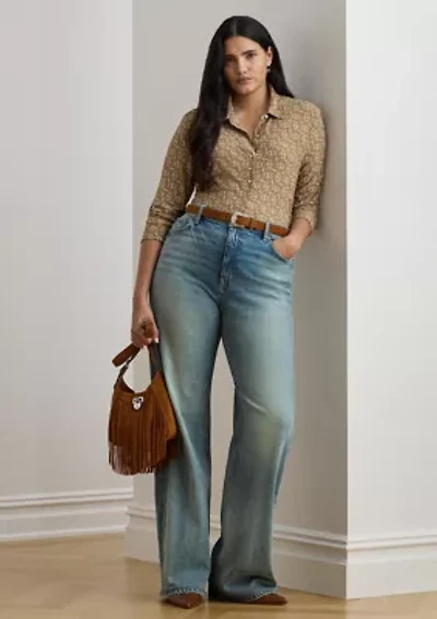 Women's Slim Fit Geo-Print Jersey Shirt