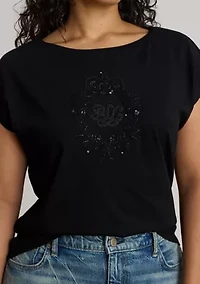 Plus Grieta Sequined-Crest Jersey T-Shirt