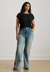 Plus Grieta Sequined-Crest Jersey T-Shirt