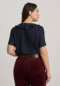 Plus Ruffle-Trim Georgette Blouse