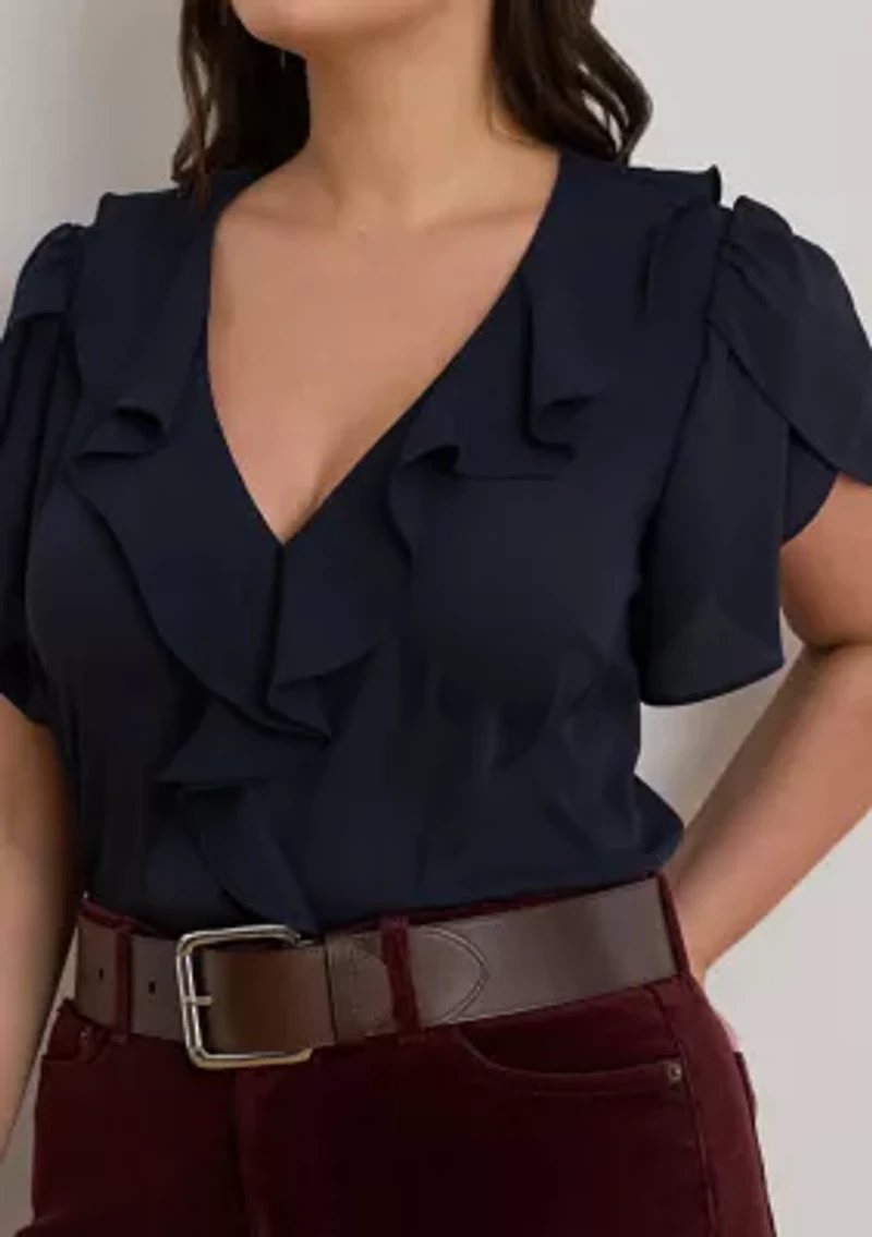 Plus Ruffle-Trim Georgette Blouse