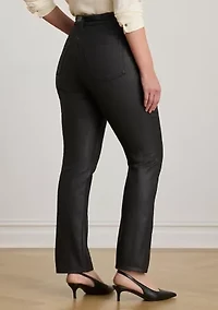 Plus Coated High-Rise Straight Ankle Jeans